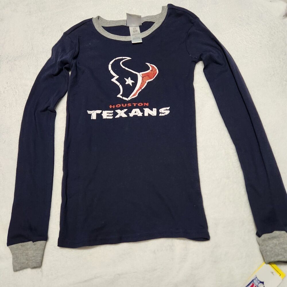 Houston Texans NFL Pajama Shirt Size 10-12 Blue Navy